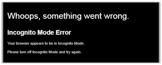 Netflix Incognito Mode Error
