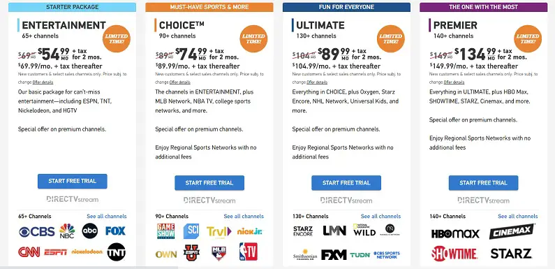 DIRECTV subscription plans