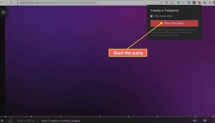 Teleparty HBO Max watch party