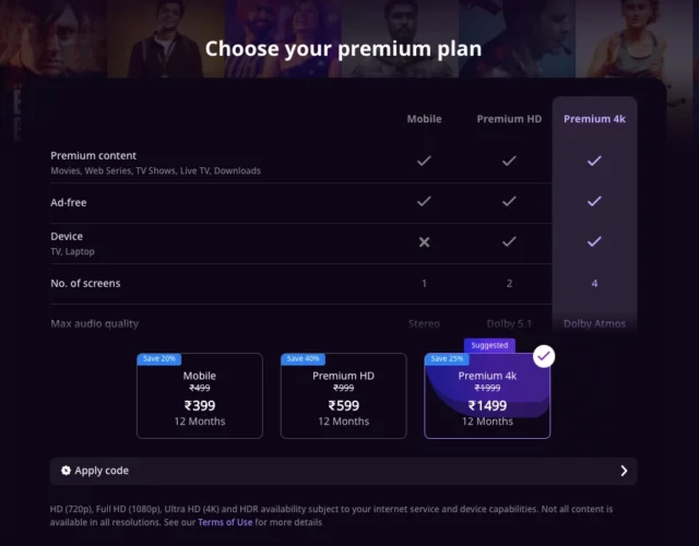 ZEE5 subscription plans India