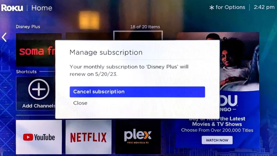 Cancel disney plus on roku