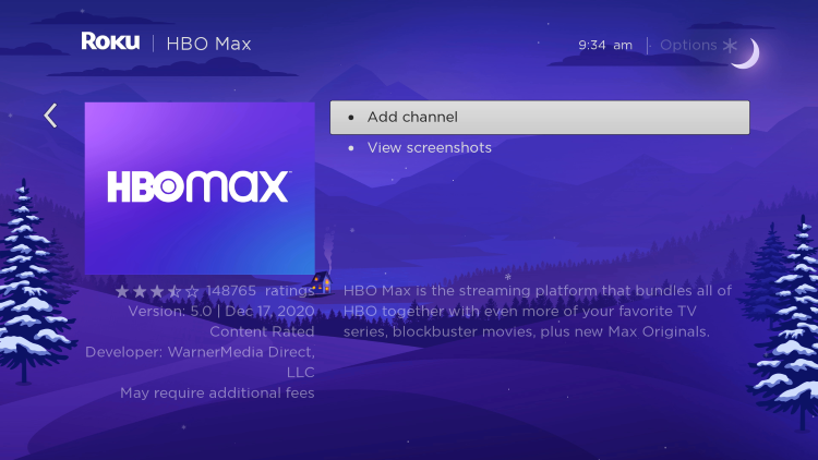 HBO max on roku add channel