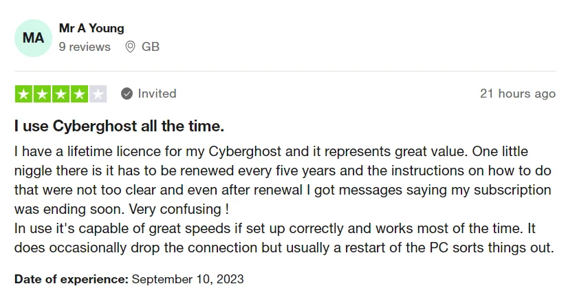CyberGhost Customer Reviews